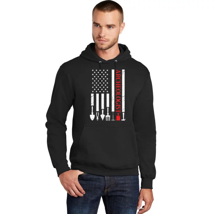 Archeologist USA American Flag Archeology Patriotic Tall Hoodie