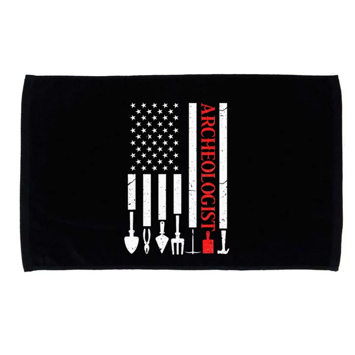 Archeologist USA American Flag Archeology Patriotic Microfiber Hand Towel