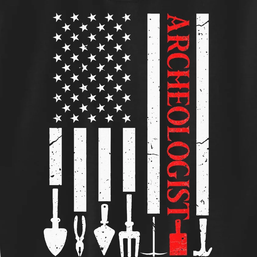 Archeologist USA American Flag Archeology Patriotic Kids Sweatshirt