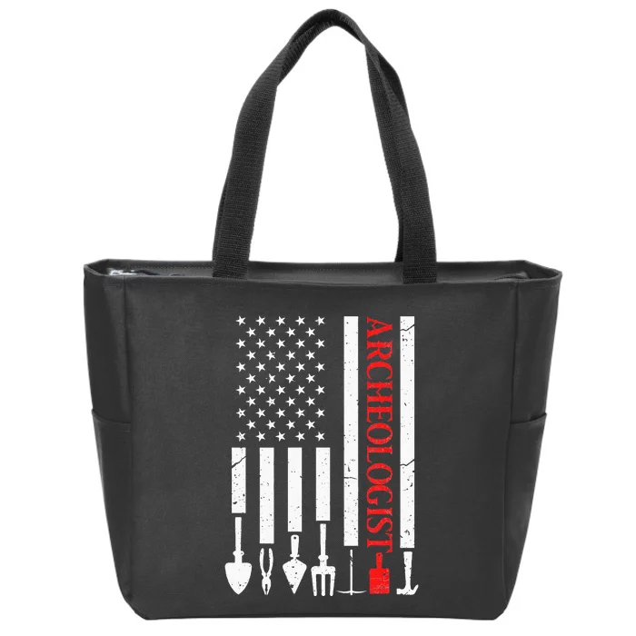 Archeologist USA American Flag Archeology Patriotic Zip Tote Bag