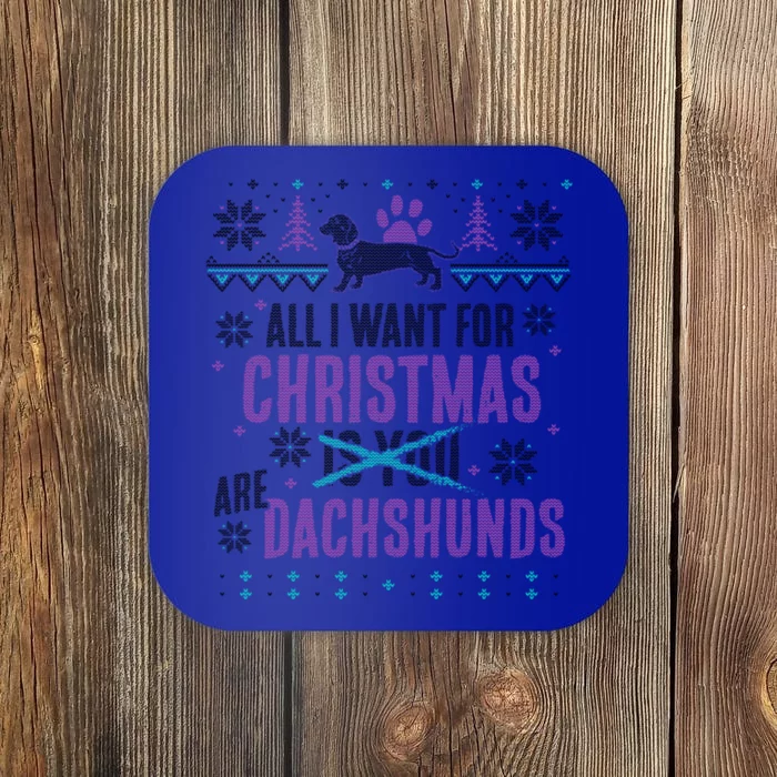 Awesome Ugly Christmas Dachshund Gift Coaster