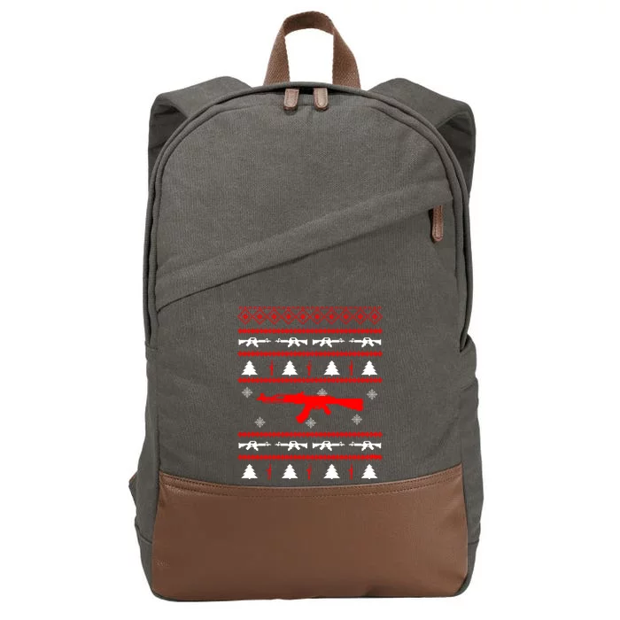 Ak47 Ugly Christmas Party Sweater Gun Lovers Gift Cotton Canvas Backpack