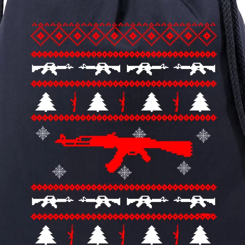 Ak47 Ugly Christmas Party Sweater Gun Lovers Gift Drawstring Bag