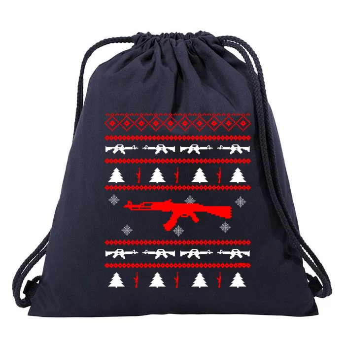 Ak47 Ugly Christmas Party Sweater Gun Lovers Gift Drawstring Bag