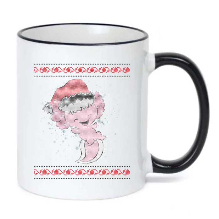 Axolotl Ugly Christmas Sweater Design Black Color Changing Mug