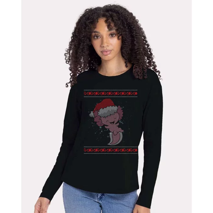 Axolotl Ugly Christmas Sweater Design Womens Cotton Relaxed Long Sleeve T-Shirt