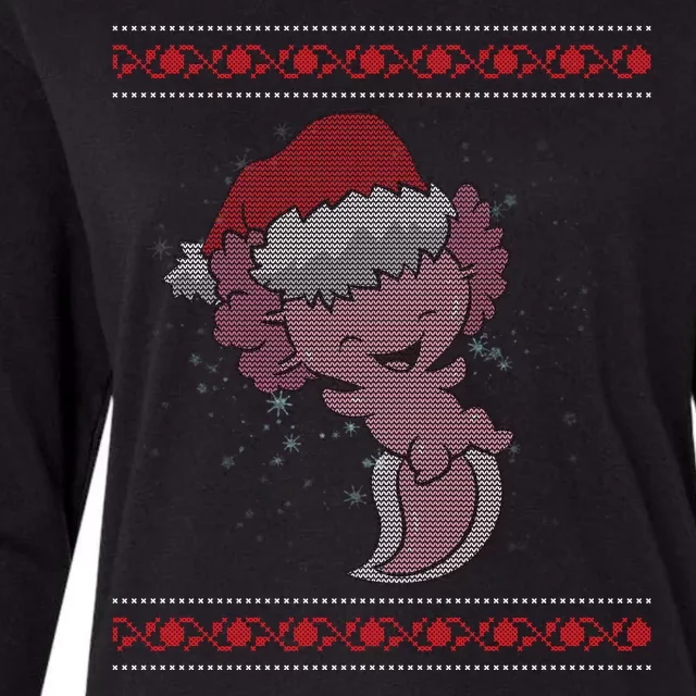 Axolotl Ugly Christmas Sweater Design Womens Cotton Relaxed Long Sleeve T-Shirt