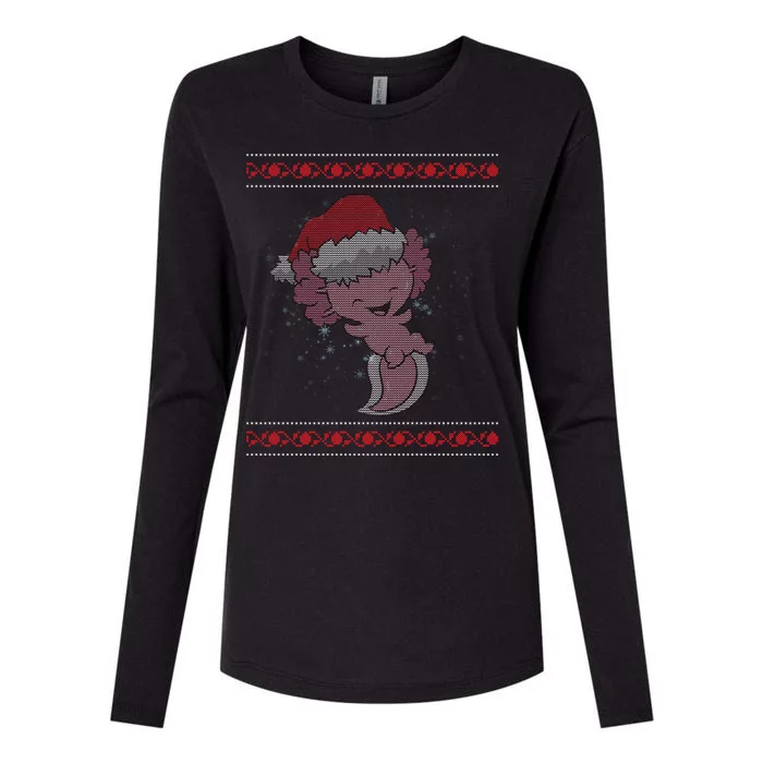 Axolotl Ugly Christmas Sweater Design Womens Cotton Relaxed Long Sleeve T-Shirt