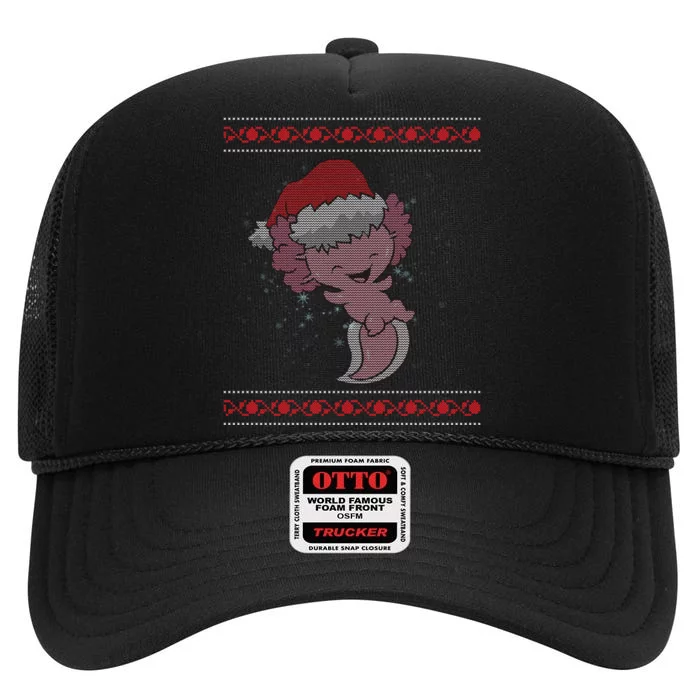 Axolotl Ugly Christmas Sweater Design High Crown Mesh Trucker Hat