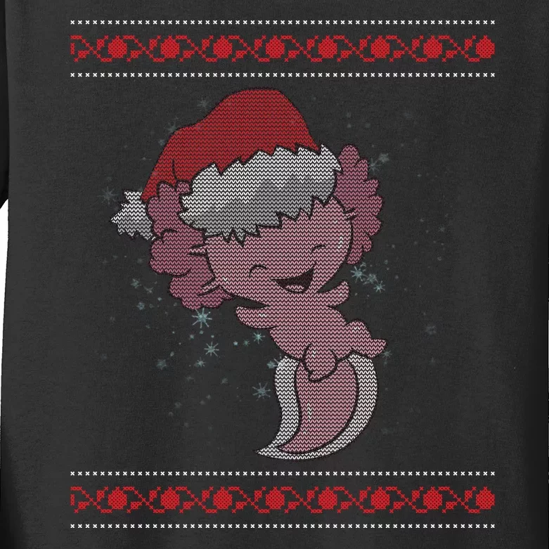 Axolotl Ugly Christmas Sweater Design Kids Long Sleeve Shirt