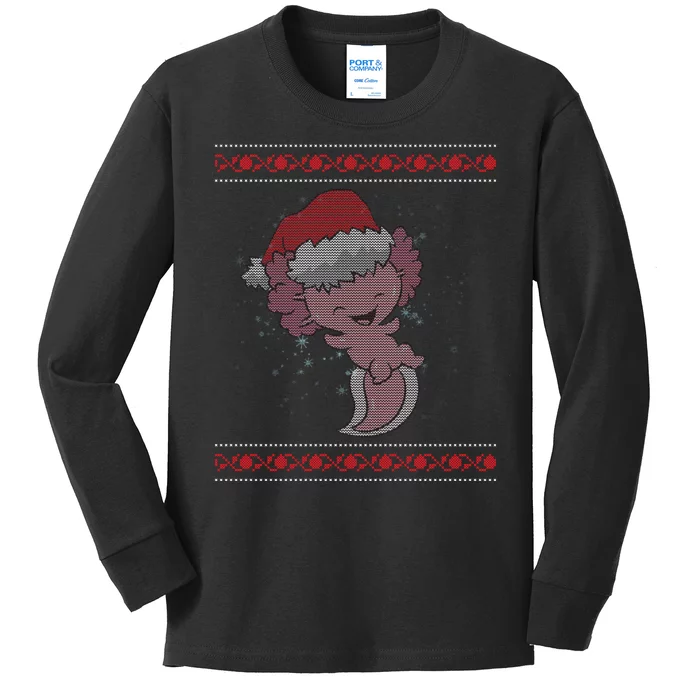 Axolotl Ugly Christmas Sweater Design Kids Long Sleeve Shirt