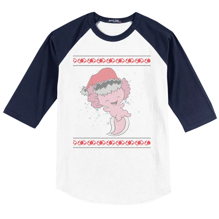 Axolotl Ugly Christmas Sweater Design Baseball Sleeve Shirt