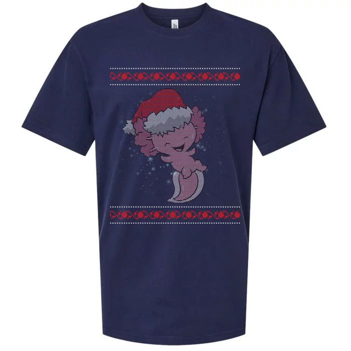 Axolotl Ugly Christmas Sweater Design Sueded Cloud Jersey T-Shirt