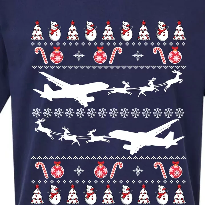 Airplanes Ugly Christmas Cute Gift Xmas Costume Sueded Cloud Jersey T-Shirt