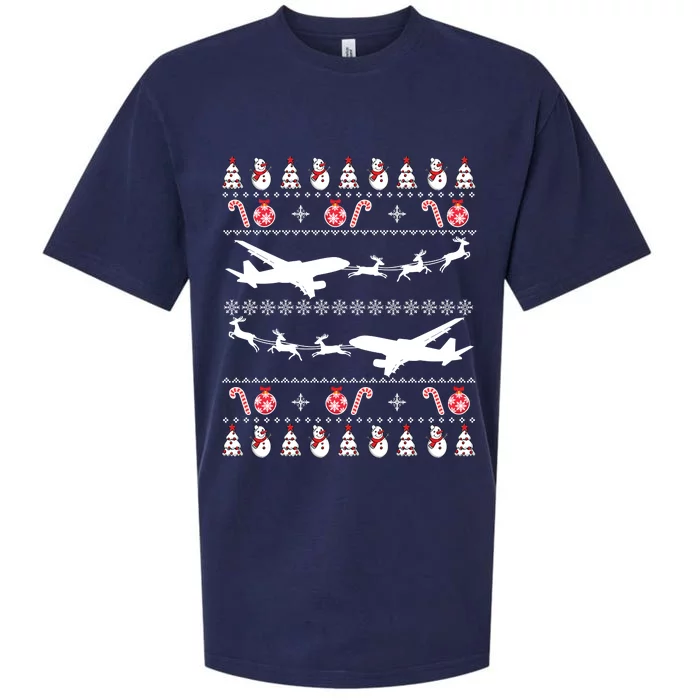 Airplanes Ugly Christmas Cute Gift Xmas Costume Sueded Cloud Jersey T-Shirt