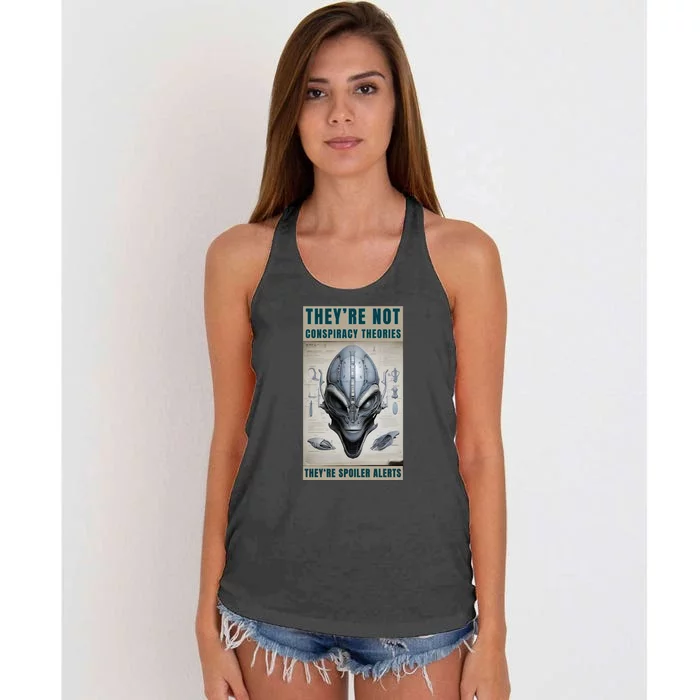 Alien Ufo Conspiracy Theory Disclosure Women's Knotted Racerback Tank