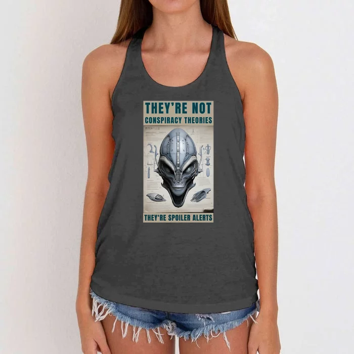 Alien Ufo Conspiracy Theory Disclosure Women's Knotted Racerback Tank