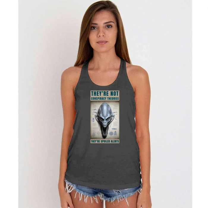 Alien Ufo Conspiracy Theory Disclosure Women's Knotted Racerback Tank