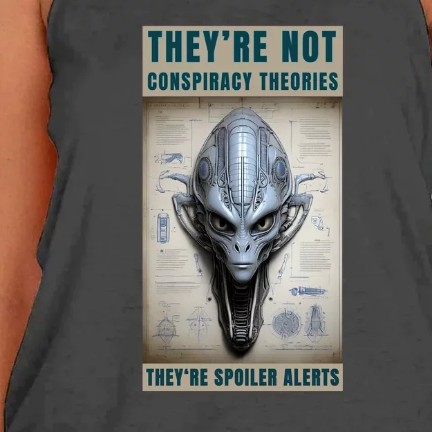 Alien Ufo Conspiracy Theory Disclosure Women's Knotted Racerback Tank