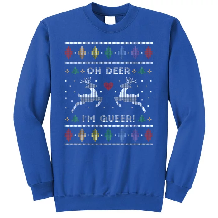 Adult Ugly Christmas Sweater Oh Deer IM Queer Funny Lgbtq Gift Sweatshirt