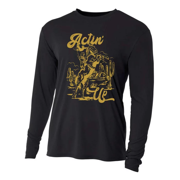 Actin Up Cowgirl Western Wild West Country Girl Cooling Performance Long Sleeve Crew