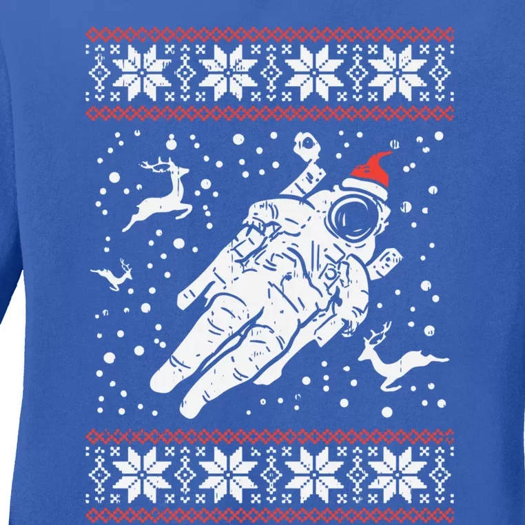 Astronaut Ugly Christmas Sweater Xmas Space Lover Gift Ladies Long Sleeve Shirt