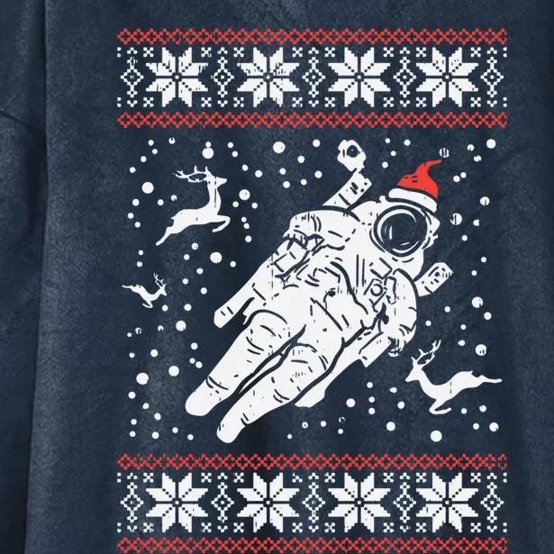 Astronaut Ugly Christmas Sweater Xmas Space Lover Gift Hooded Wearable Blanket