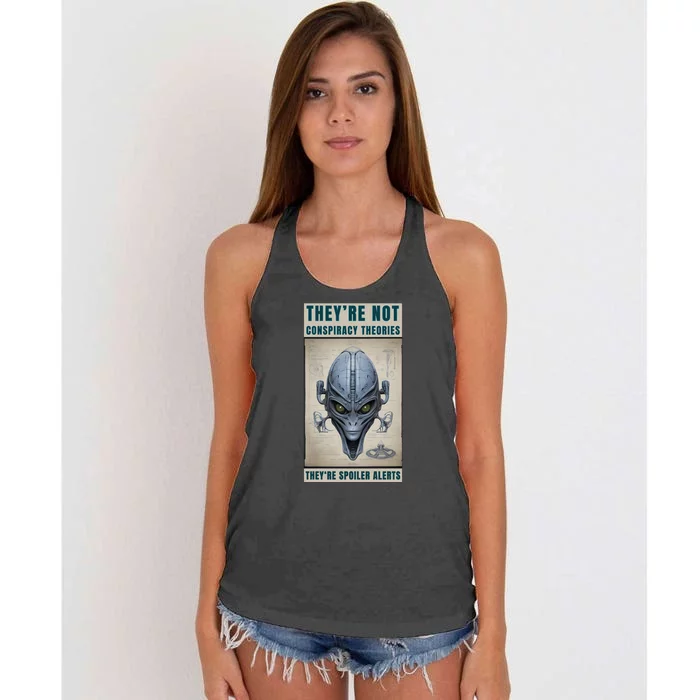 Alien Ufo Conspiracy Theory Disclosure Women's Knotted Racerback Tank