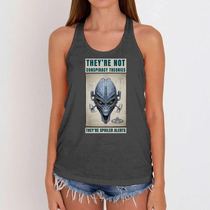 Alien Ufo Conspiracy Theory Disclosure Women's Knotted Racerback Tank