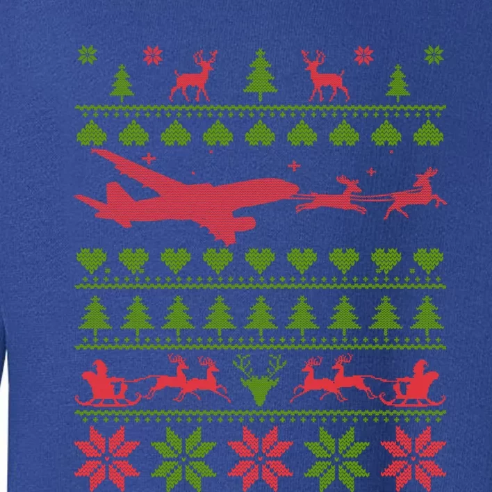 Airplane Ugly Christmas Funny Gift Toddler Sweatshirt