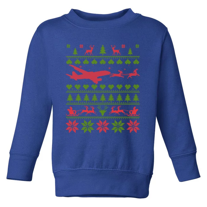 Airplane Ugly Christmas Funny Gift Toddler Sweatshirt