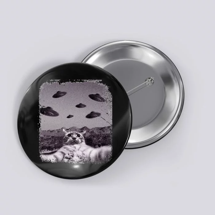 Alien UFO Cat Meme Button