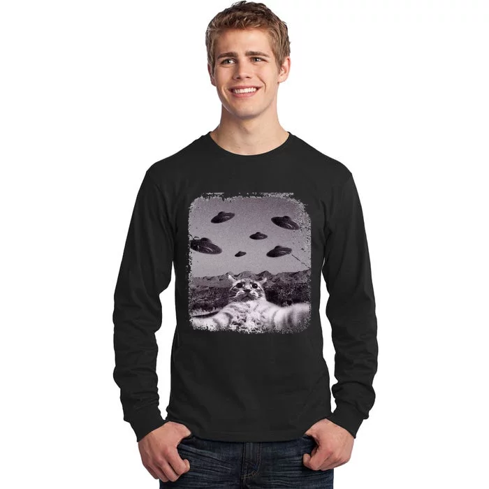 Alien UFO Cat Meme Tall Long Sleeve T-Shirt