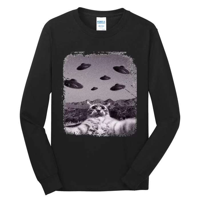 Alien UFO Cat Meme Tall Long Sleeve T-Shirt