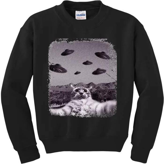 Alien UFO Cat Meme Kids Sweatshirt