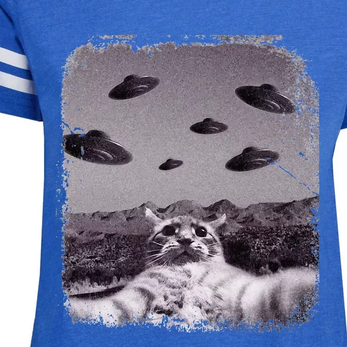 Alien UFO Cat Meme Enza Ladies Jersey Football T-Shirt