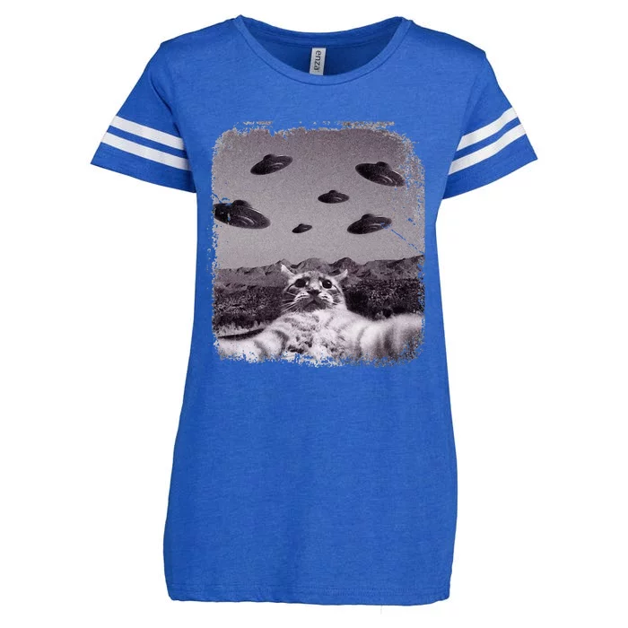 Alien UFO Cat Meme Enza Ladies Jersey Football T-Shirt