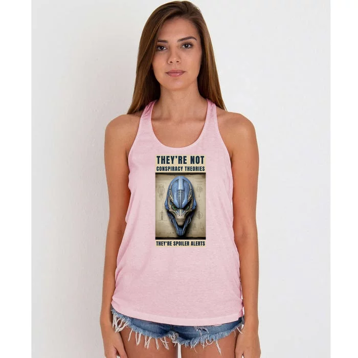 Alien Ufo Conspiracy Theory Disclosure Women's Knotted Racerback Tank