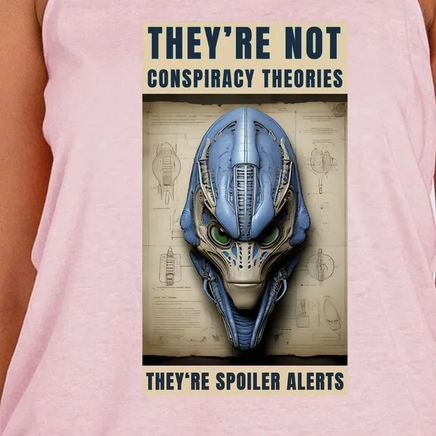 Alien Ufo Conspiracy Theory Disclosure Women's Knotted Racerback Tank