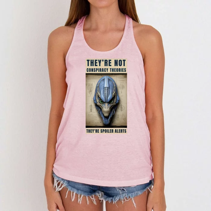 Alien Ufo Conspiracy Theory Disclosure Women's Knotted Racerback Tank