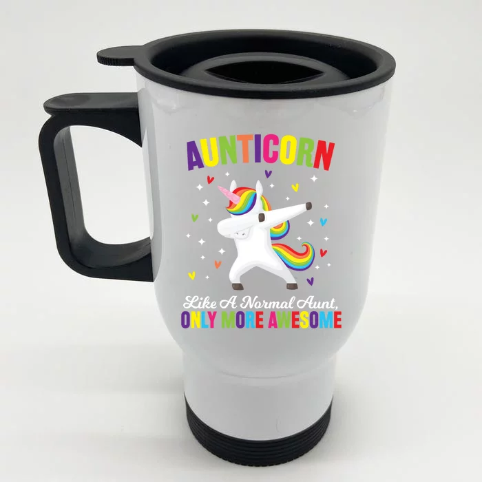 Aunticorn Unicorn Dabing Awesome Unicorn Aunt Gift Front & Back Stainless Steel Travel Mug