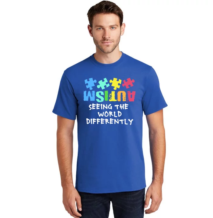 Autism Upside Down Autism Seeing The World Differently Gift Tall T-Shirt