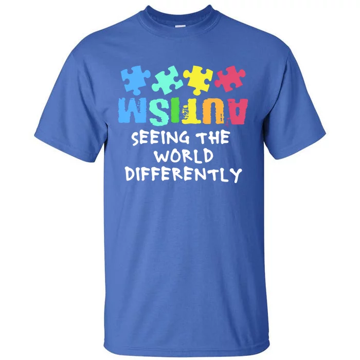 Autism Upside Down Autism Seeing The World Differently Gift Tall T-Shirt