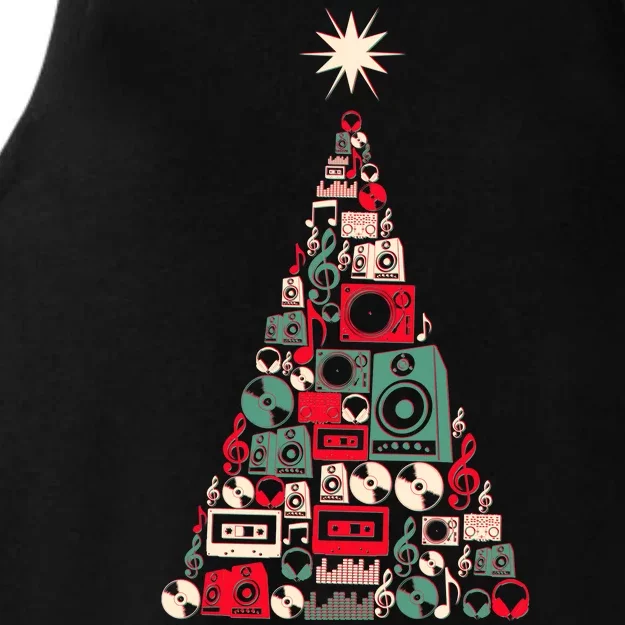 Audio Music Fan Christmas Tree Ladies Tri-Blend Wicking Tank