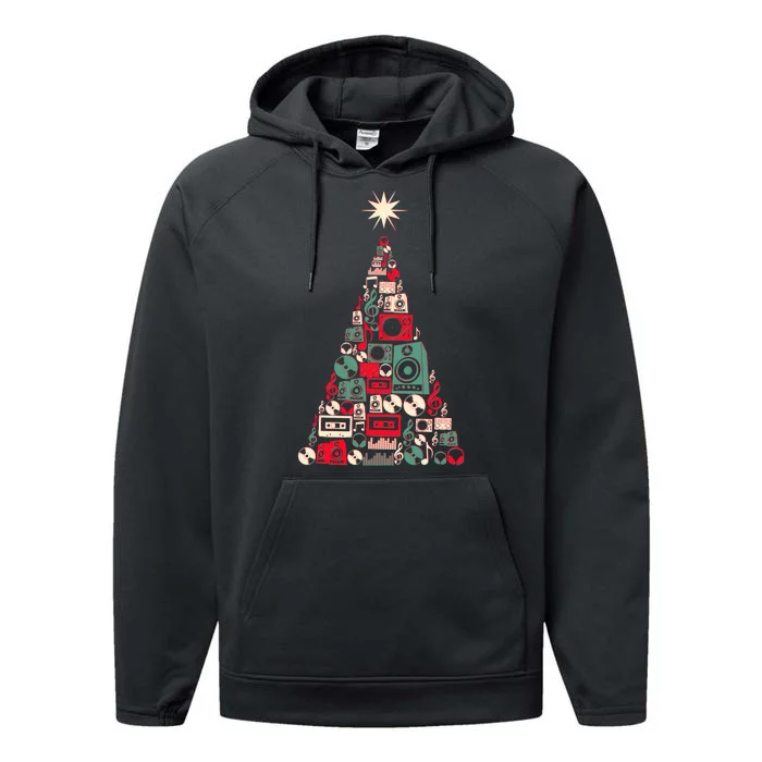 Audio Music Fan Christmas Tree Performance Fleece Hoodie