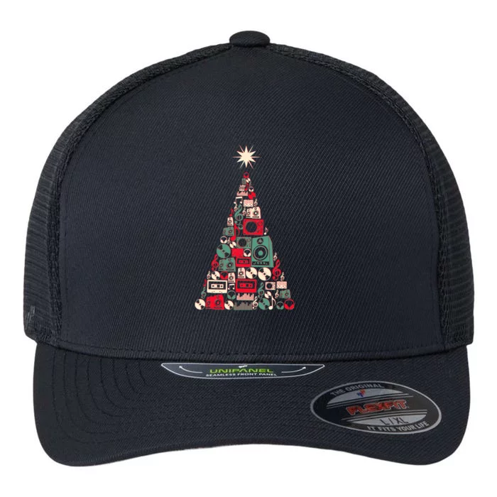 Audio Music Fan Christmas Tree Flexfit Unipanel Trucker Cap