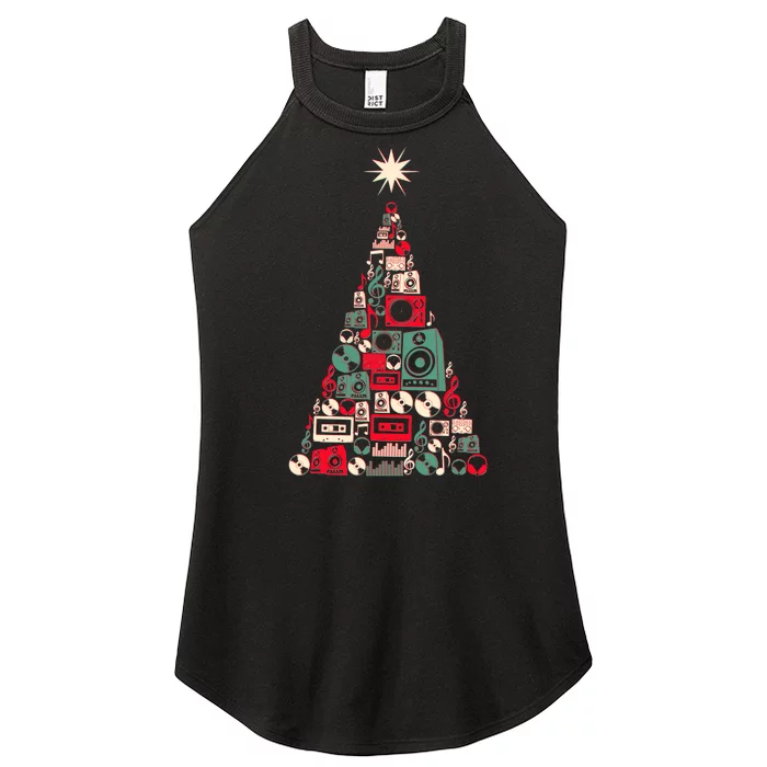 Audio Music Fan Christmas Tree Women’s Perfect Tri Rocker Tank