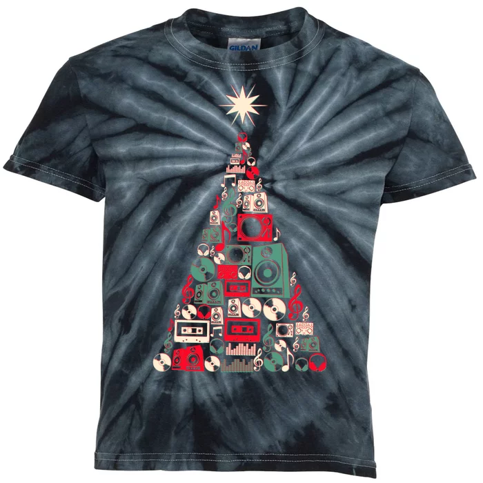 Audio Music Fan Christmas Tree Kids Tie-Dye T-Shirt