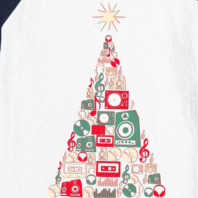 Audio Music Fan Christmas Tree Baseball Sleeve Shirt