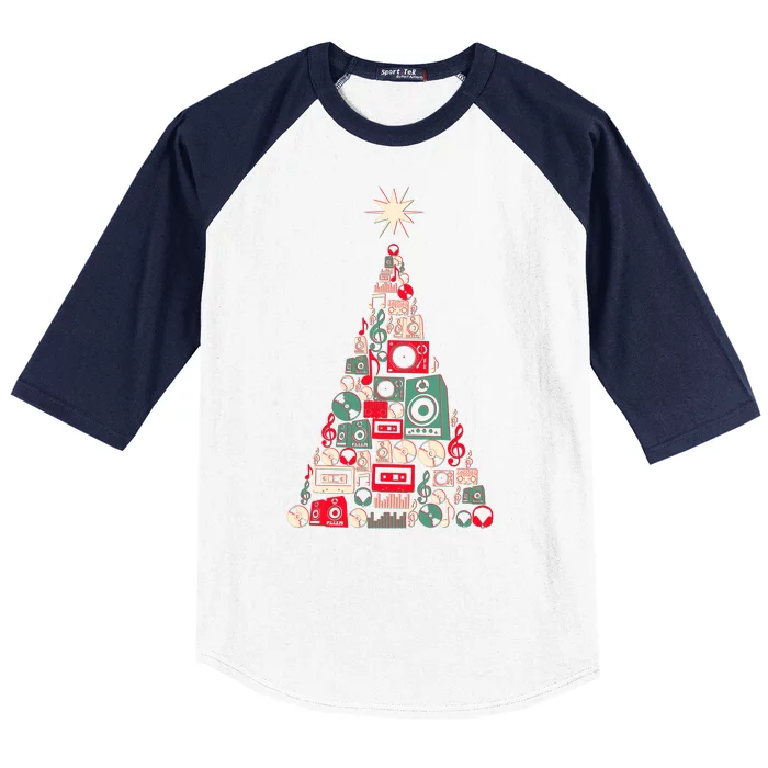 Audio Music Fan Christmas Tree Baseball Sleeve Shirt